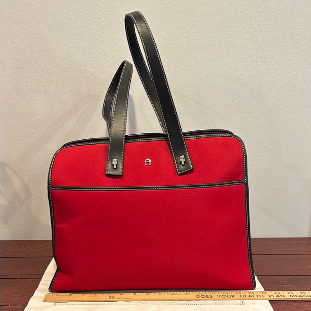 Etienne Aigner Medium Tote Bag Red Air Travel Under Seat Personal Item Luggage